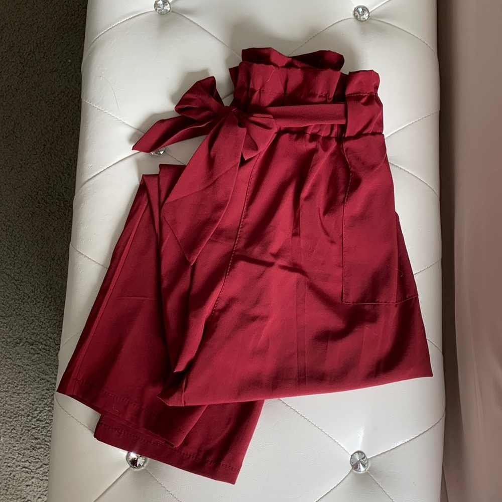 Merlot Paperbag Waist Tapered Joggers